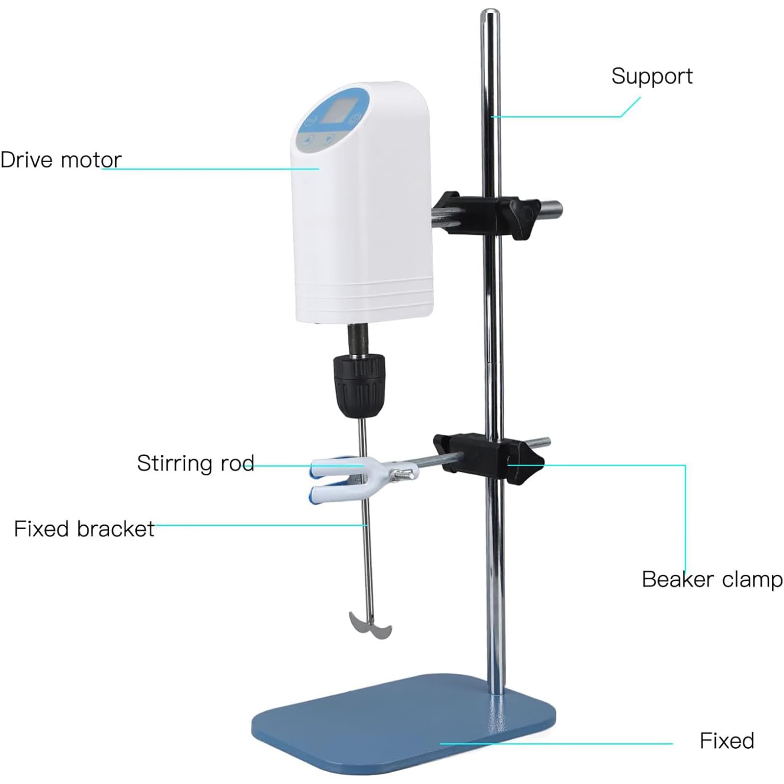 MObyat Agitateur Aérien Numérique, Agitateur Industriel Liquides avec Affichage Numérique LED, Vitesse : 150-3000 RPM, Capacité : 20L, Diamètre Mandrin 0,5-10 Mm, Les Laboratoires Chimiques