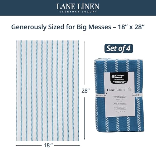 Image of LANE LINEN Kitchen Towels Set - Pack of 4 Cotton Dish Towels for Drying