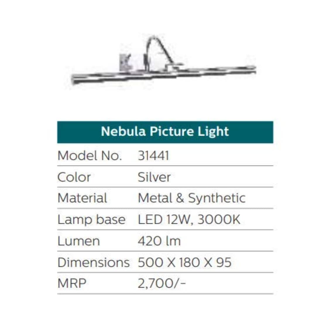 PHILIPS LED Nebula Picture Light, Chrome (Warm White/Yellow) 31441