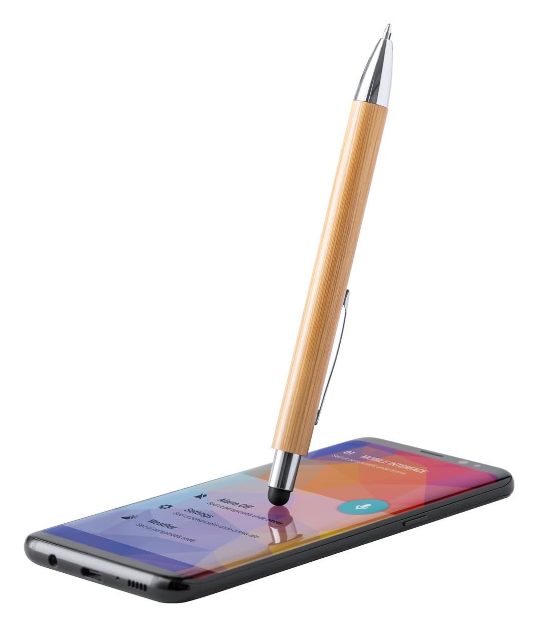 WPRO Bambus Kugelschreiber mit Touchpen 100er Set schwarz – nachhaltige Stifte blau schreibend mit austauschbarer Mine | umweltfreundliches Schreibset für Büro, Studium & Events
