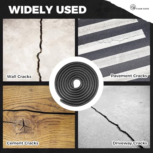 Image of MotiMind Foam Backer Rod for Gaps Joints,1 /4 Inch x 100 Ft,Black,1 Roll | Caulk Saver Concrete Crack Filler, Weather Stripping Seal, Door Window Insulation, Backing Rod Expansion Joints
