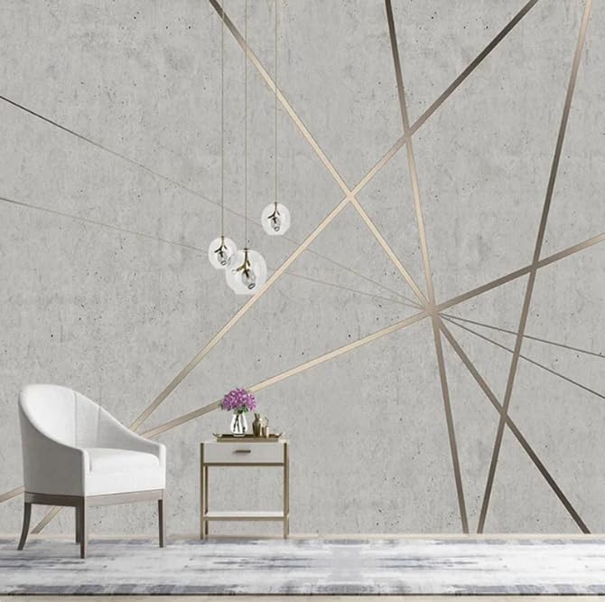 Papier peint géométrique 3D trompe l'oeil effet béton gris