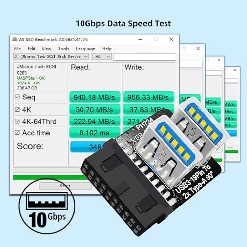 Adaptador USB 3.0 19/20pin a USB 3.0 Tipo-A miniatura 4