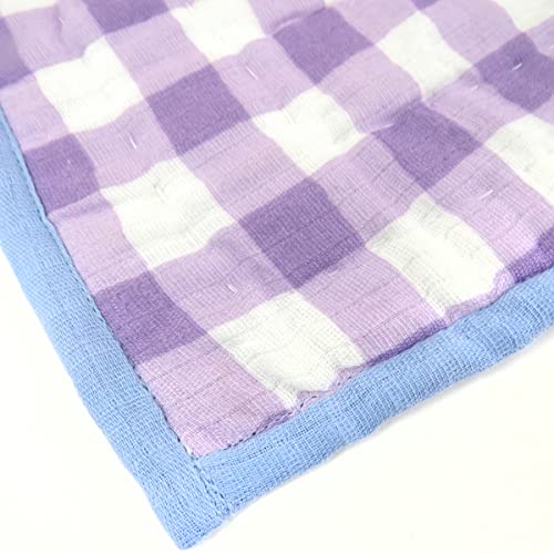 Image of HonestBaby Hand-Quilted Baby Blanket Reversible 100% Organic Cotton for Infant Boys, Girls, Fall Purple Floral, One Size