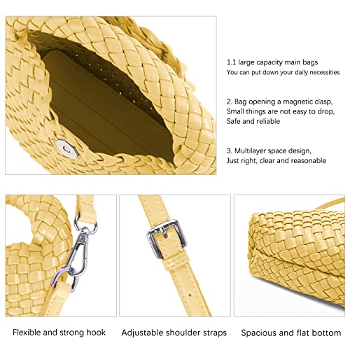 Image of Maydear Woven Purse for Women, Small Top Handle Handbag with Detachable Shoulder Strap, Crossbody Bag