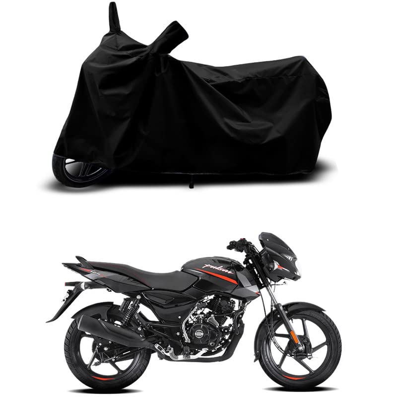 Image of 100% Scratchproof /UV-Rays /Heat Protection /Birds Dropping /Water Resistant /Dust Proof /Waterproof /Full Bike Scooty Two Wheeler Body Cover Compatible for Pulsar 125-Drum All Varients[Black]