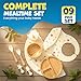 Bamboo & Silicone Baby Feeding Set 8 PCS | Baby Led Weaning Supplies Self Feeding | Divided Suction Plate Bowl Bib Sippy Cup with Straw Utensils Baby Bowls and Spoons Toddler Feeding Set (Vanilla)