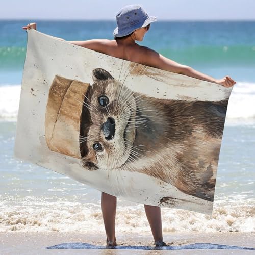 Serviette de plage loutre extra large drap de bain microfibre 130 x 80 cm - 6