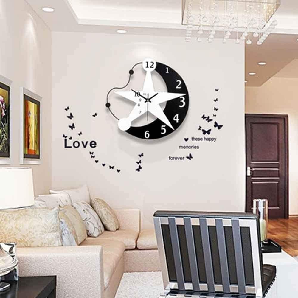 40x40cm Creative Moon Decorative Clocks Modern Minimalist Living Room Fashion Mute Wall Clock European