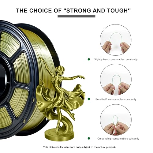 Image of iBOSS 3D Printer Silk Filament, Shiny Silk PLA+ Filament 1.75mm, Smooth Silky Surface PLA Plus, Great Easy to Print for 3D Printers, Dimensional Accuracy + /- 0.02mm, Silk Olive Gold 1KG