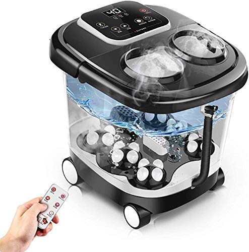 NCRD SPA de pie, masajeador de baño con Calor, Burbujas, Control de Temperatura, luz roja, Rodillos de Masaje ergonómicos y Puntos de Masaje de acupresión, calmar y relajar los pies cansados
