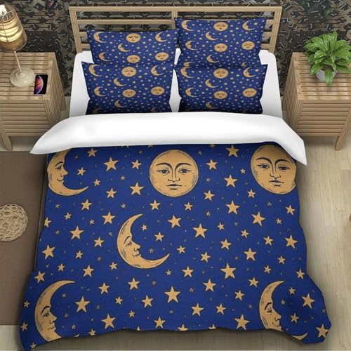 Housse de couette lune et soleil microfibre ultra douce parure de lit résistante - 5