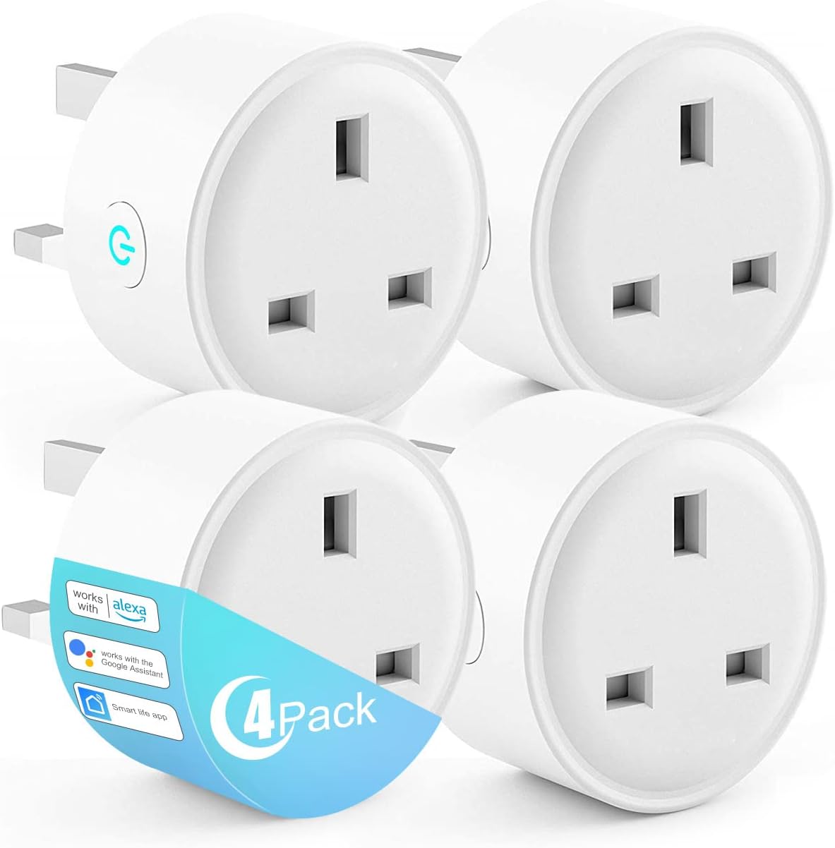 Maxesla 4 Pack 20A Smart Plug with Energy Monitoring, WiFi Outlet Smart Sockets Alexa Accessories with Timing, Remote Control, Alexa, Google Home, IFTTT, TUYA Smart Plug Smart Life, No Hub Required