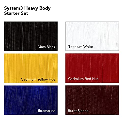 Daler-Rowney System3, Acrylfarbe, Kunststoffkanister, dickflüssig, 59 ml, Kartonschachtel, Starterset, 6 Farben sortiert