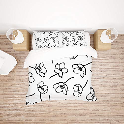 Housse de couette botanique et 2 taies d'oreiller ultra doux