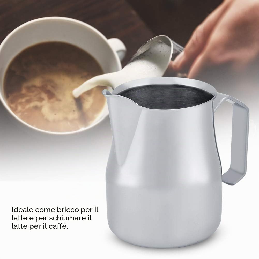 Brocca per caffè in acciaio inox Bricco per latte in acciaio Brocca per caffè espresso stile Latte per uso domestico(750ml)