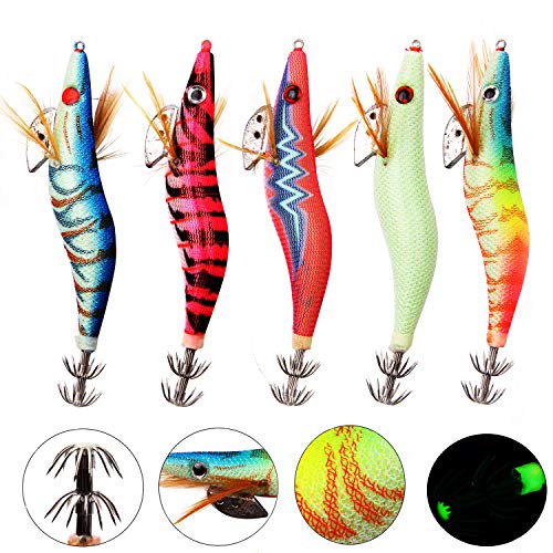 2 5号5色5本セットイカタコ釣り用エギングエギルアー時間 天気適用カラー選択夜光疑似餌爆釣りイカ釣り餌木お徳用釣り道具 即戦力釣り情報