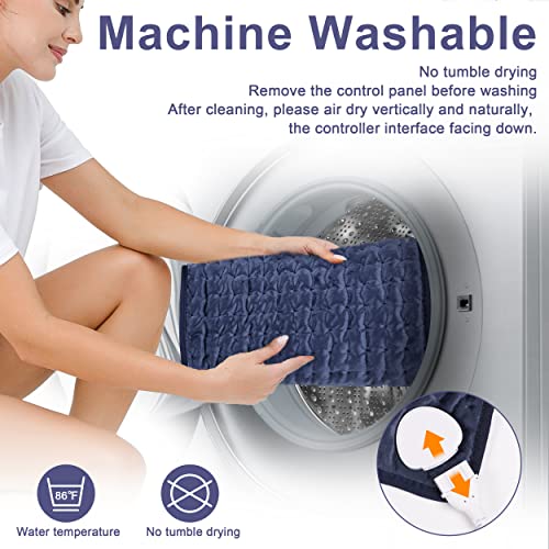 Image of Heating Pad Electric Heat Pad, Hot Heated Pad,Multiple Temp and Timer Settings,Suitable for Shoulders, Neck, arms, Abdomen, Back, Legs, etc. (NavyBlue, 40 inchX20 inch)