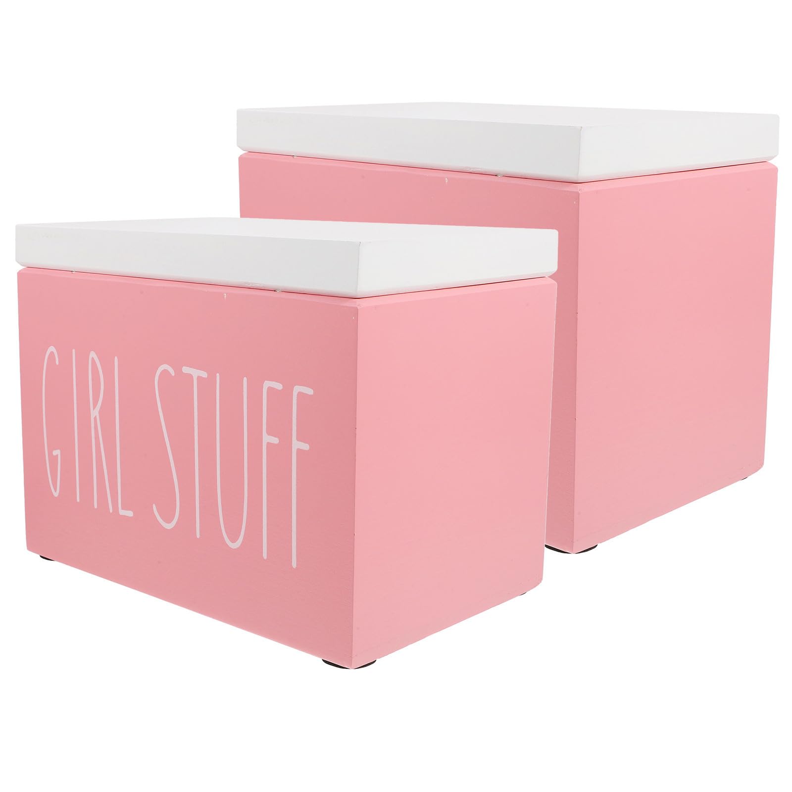 HEMOTON 2 Stück Holz Aufbewahrungsbox Rosa mit Deckel für