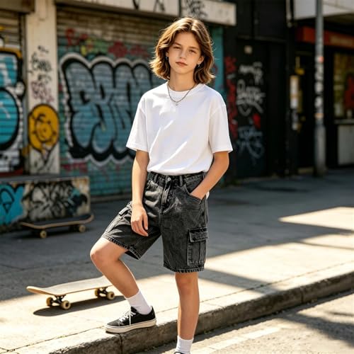 Pantalones vaqueros holgados de niña estilo cargo con bolsillos y cintura alta 4