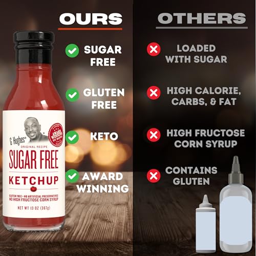 G Hughes Sugar Free, Bbq Sauces & Ketchup Bundle - Original Sugar Free Bbq Sauce - 18 Oz, Hickory Bbq Suace - 18 Oz, Sugar Free Ketchup - 13 Oz, Keto Ketchup, Low Calorie Barbecue Sauce thumb #5