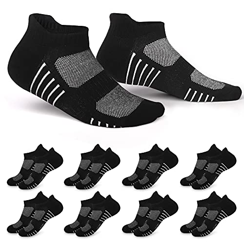 EKSHER Chaussettes Basses Homme Femme Socquette de Sport Lot de 8 Chaussette Courtes Noir_35-38 Cover