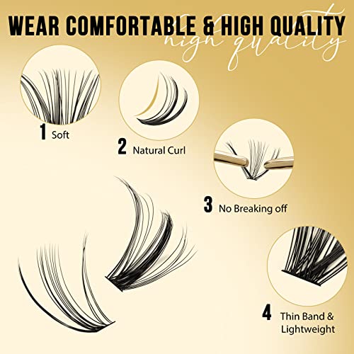 320Pcs Individual Lashes QUEWEL Cluster Lashes 20D+30D D Curl MIX9-16mm Individual Lash Extension Lash Clusters DIY Eyelash Extensions For Home Use (20D+30D 0.07D MIX9-16mm) - Image 4