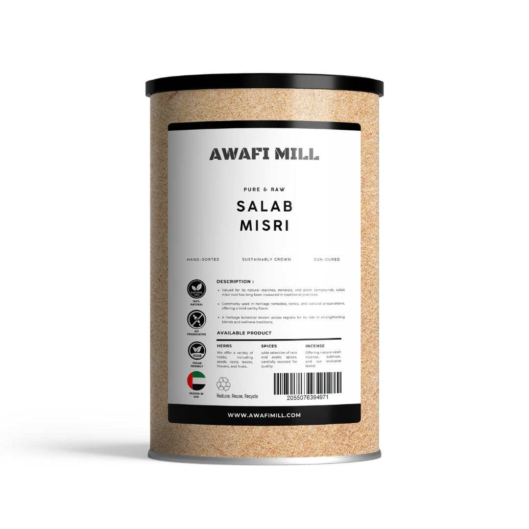 AWAFI MILL Salab Misri (Salep/Sahlab) – Food-Grade Orchid Tuber Powder | Traditional Thickener for Hot Milk Drink, Puddings & Ice Cream | Smooth, Creamy Texture - 500 g | 17.6 Oz