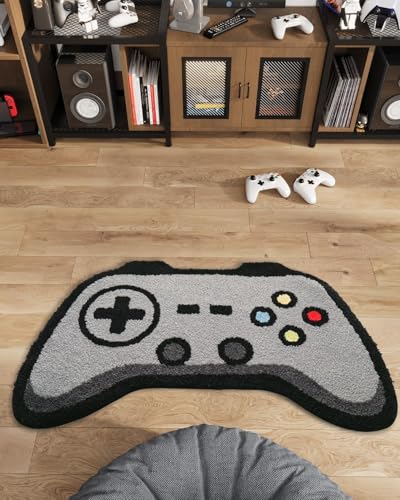 Image of Cartoon Game Controller Rug for Boys' Room, Gaming Room Decor Carpet, Shower Mat Indoor Door Mat, Non-Slip, Absorbent, Machine Washable Floor Mat (22 inch x 34 inch, Gray) new