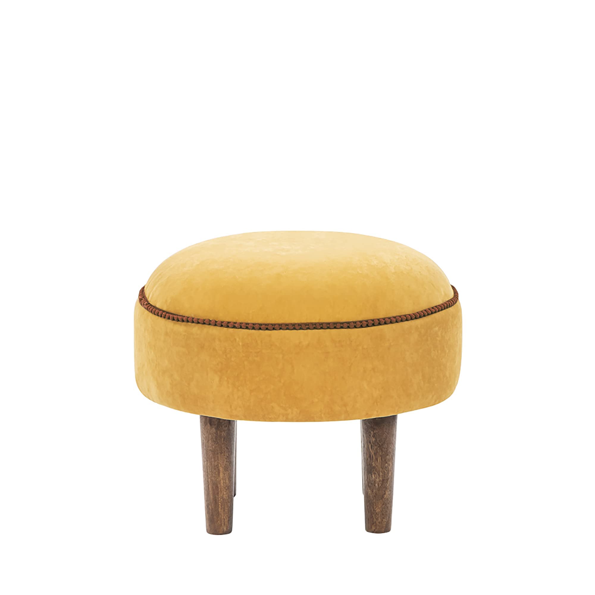 Chumbak Begum Foot Rest - Velvet Mustard (1 Seater Footrest, Sheesham Wood, Mustard)-image-4