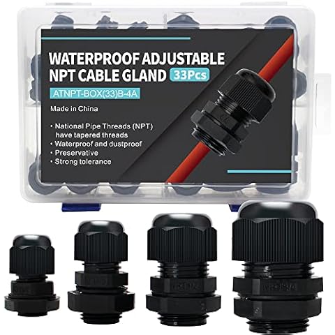 AIRTAK Electrical Conduit Fittings Nylon Cable Glands 33 Pack Cover