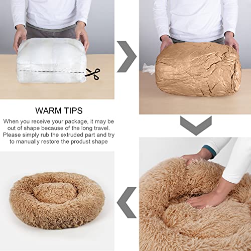 Dog Bed, Cat Calming Bed, Faux Fur Pillow Pet Donut Cuddler Round Plush Bed For Large Medium Small Dogs And Cats #TOP4