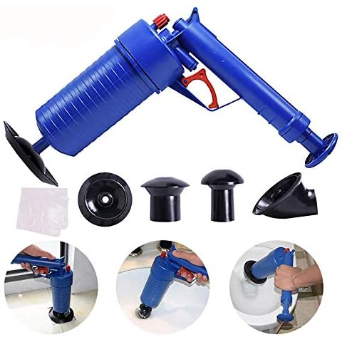 Toilet Plunger Kitchen Sink Sewer Dredge Tool, High Pressure Air Drain Pump Pipe Dredge Tools Drain Cleaning Tool with 4 Suckers for Kitchen Bathtub Shower Sink Plunger Cover