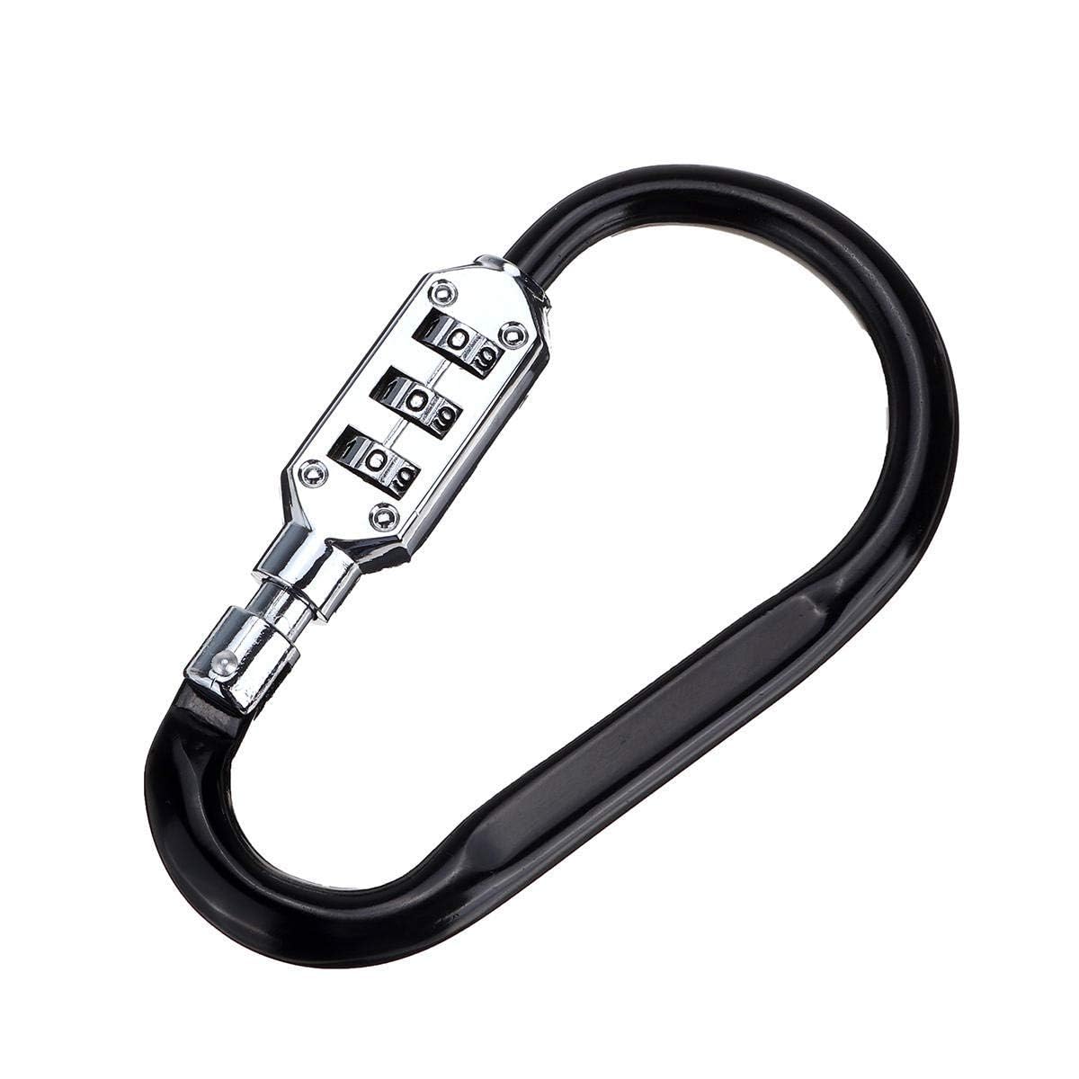 Set of 2 Multifunction Aluminum Carabiner D-Ring/Clip/Hook/Keychain/Screw Locking, 3 Digit Lock Carabiner Security Locks (Multicolor)-image-15