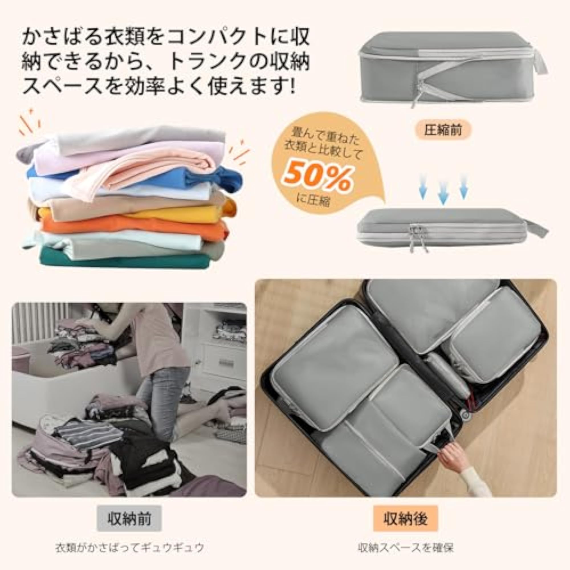 Travel Compression Bag Set of 4 for Clothing Sorting