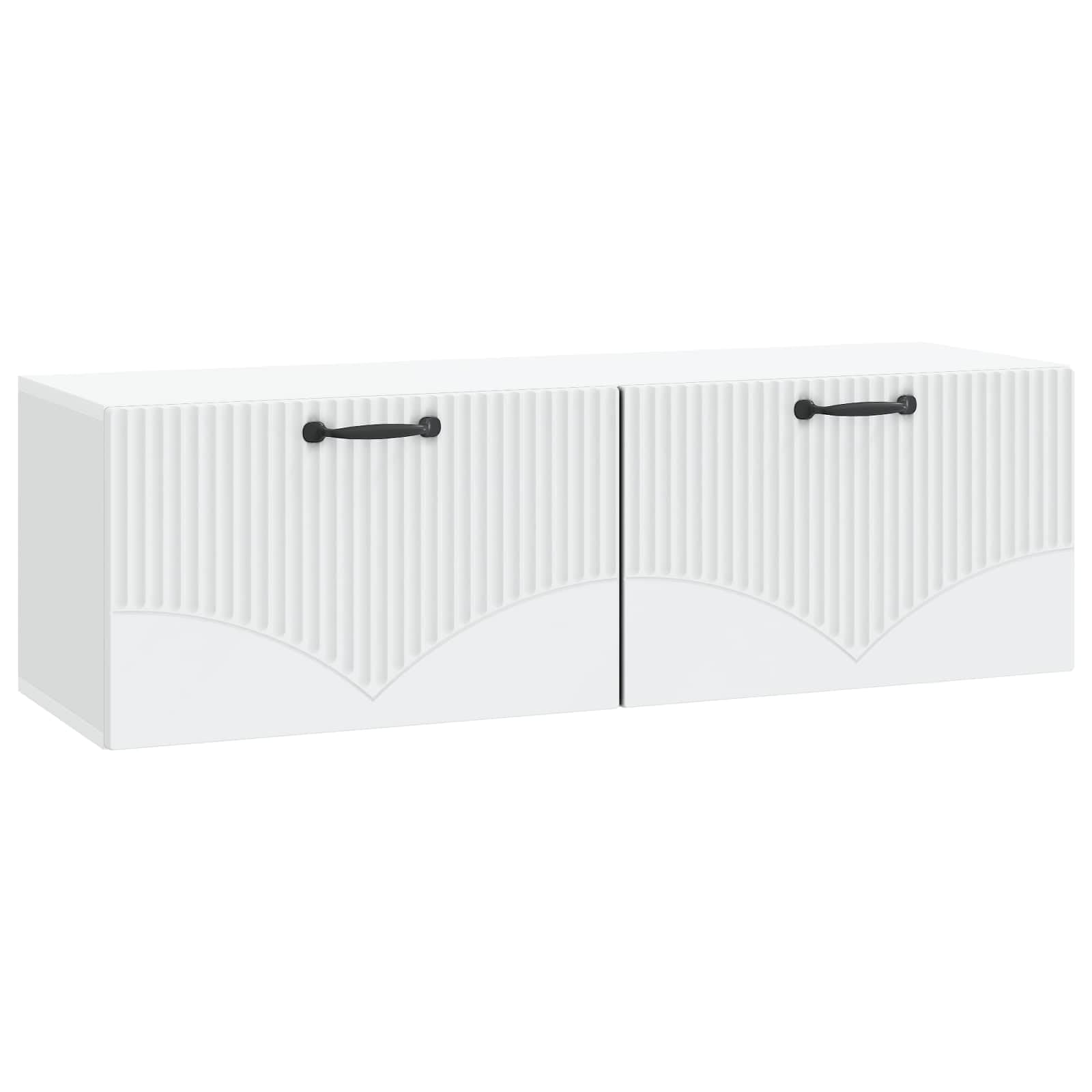 Meuble TV suspendu blanc 98cm pour salon moderne et gain de place