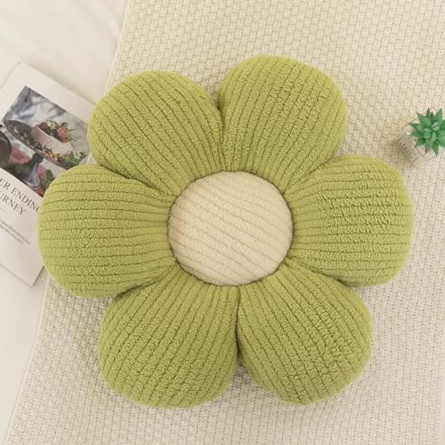Menoeceus Flower Pillow Flower Shaped Throw Pillow Cute Floor Seating Cushion Decorative Cushions Seat for Bedroom Sofa Chair(Sage Green,40cm)