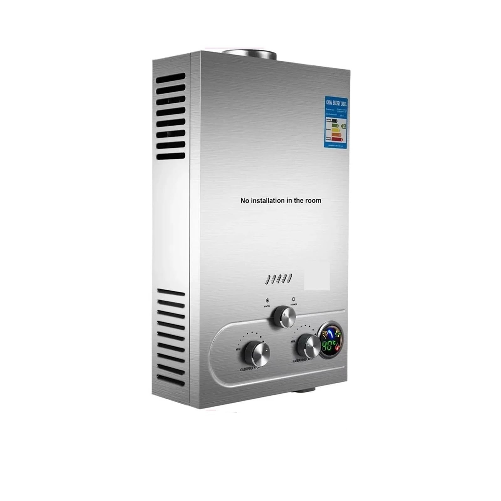 Calentador de agua instantáneo a gas propano 6L a 18L, for baño, exteriores, camping y autocaravanas, Aparato de flujo(12L 24KW)