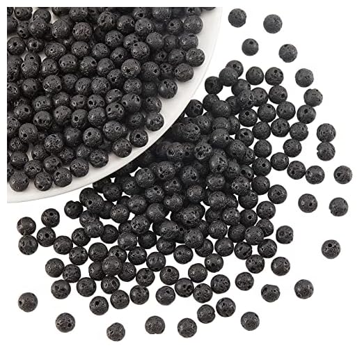 NBEADS 1 låda cirka 400 st 6 mm naturliga lavapärltrådar, svart sten ädelsten runda lösa pärlor energi sten helande kraft för smyckestillverkning