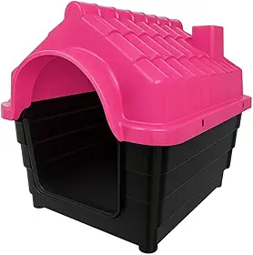 Casinha de Cachorro N8 Porte Grande Plástica PP Desmontável – Casa Pet Resistente à Chuva para Área Externa e Interna(ROSA)
