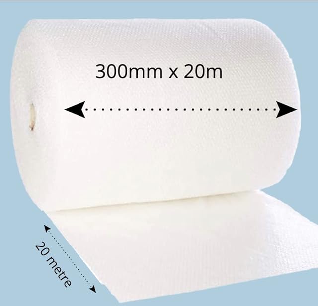 Bubble Wrap 300mm x 20m - Best Priced Bubble Wrap on Amazon - Next Day Delivery - Perfect for Picking, Packing, Transporting or Protecting - BubbleWrap4Less