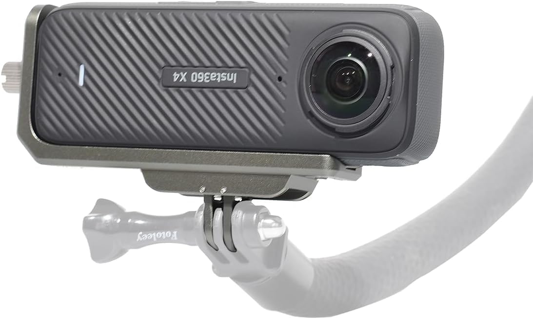 CENXI Horizontal Action Mount for Insta360 X4, 90 Degree Aluminum Vertical Bracket Adapter Elbow Adapter for Insta 360 X4