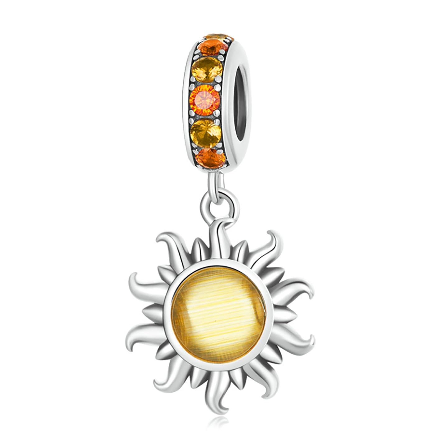 MOCHAMIK Bracciale Sole Luna e Stella Ciondolo in Argento Sterling Traforato con Stella a Forma di Cuore della Famiglia Stella Blu per Adattarsi al Braccialetto