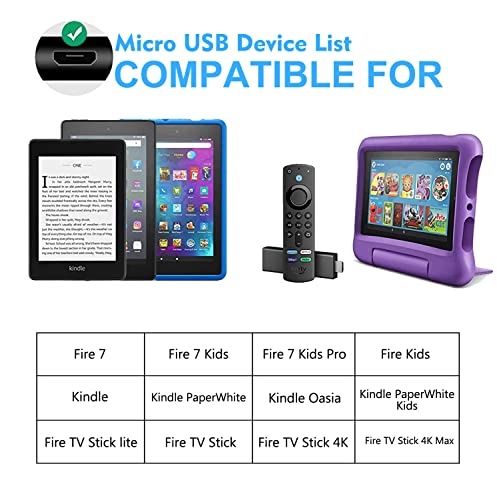 Charger [Ul Listed] Compatible For Amazon Kindle Fire Hd 10 9Th Generation 2021 Release, Fire Hdx 6" 7" 8.9" 9.7", Fire 7 Hd 8 10 Tablet And Phone With 5Ft Micro-Usb & Usb C 2 In 1 Cable #TOP3