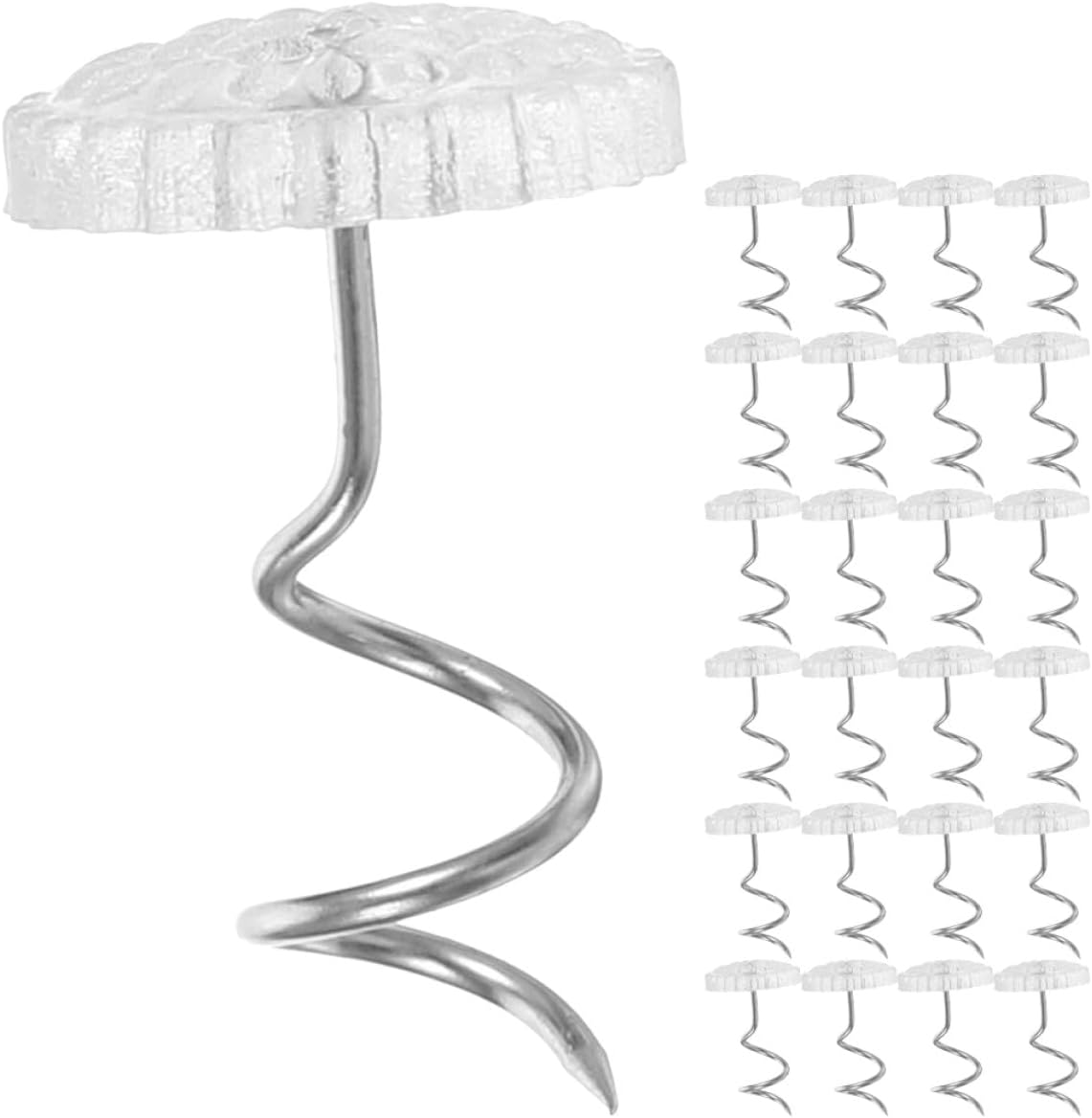 Wakauto 50Pcs Plastic Sofa Tacks Spiral Pins for Bed Sheet and Furniture Fixing, Non-Slip Upholstery Nails for Bedskirts and Slipcovers, Home Bedding Accessories