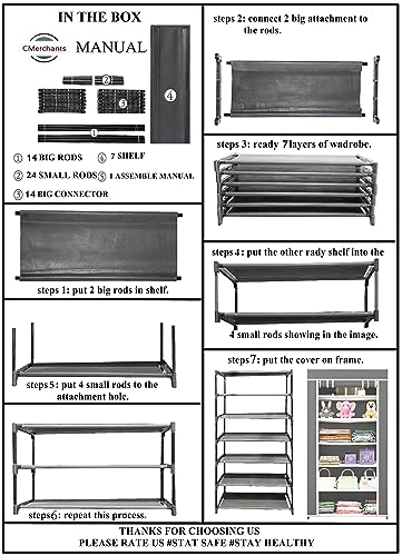 Image of CMerchants Metal Multipurpose Collapsible Organizer With Non Woven Dustproof Zip Cover For Clothes (6 Shelve) (Green)