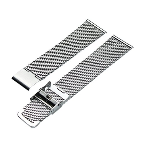 Rechere Mesh Stainless Steel Bracelet Wrist Watch Band Strap Interlock Safety Clasp Silver (18Mm) #TOP1