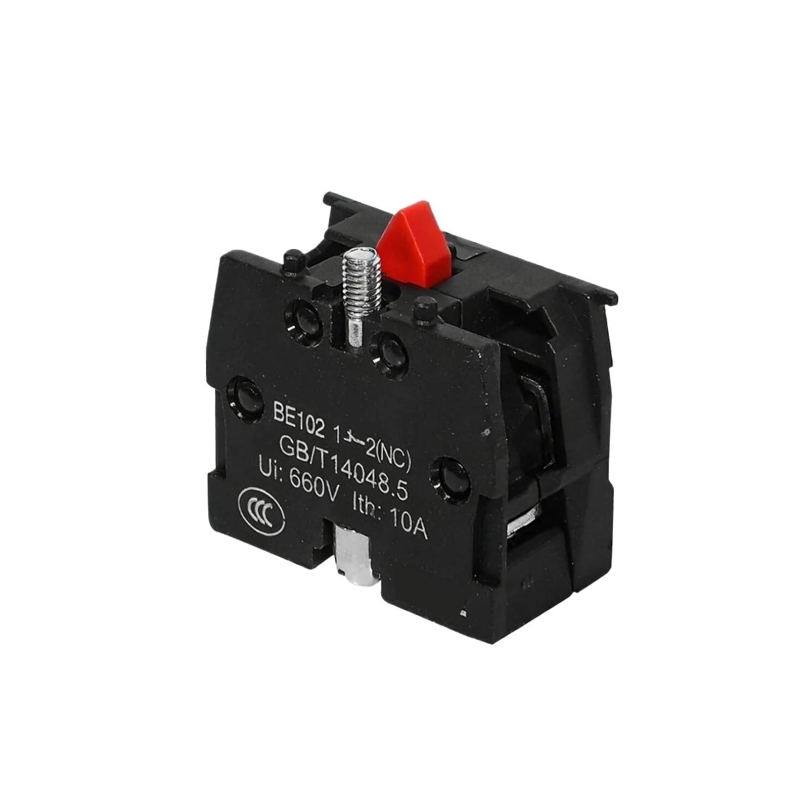 KUKEUC77Q Silver Contact Push Button Switch 22mm Mounting Reset Momentary With Arrow Symbol Start Stop XB2 Flat Head(NC-Module,1NC)