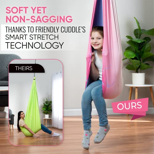 Friendly Cuddle Indoor Sensory Swing For Kids Or Outdoor – Double-Layer, & 360° Swivel, Calming Compression Therapy Swing Hammock For Kids & Adults With All Hardware – Sensory-Motor Toys & Gifts #TOP1