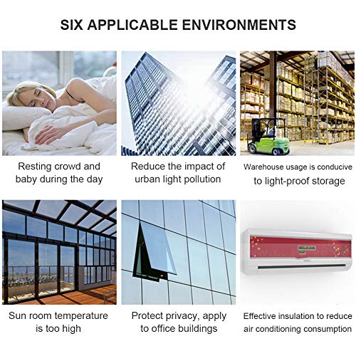 Window Film One Way Daytime Privacy Mirror Tint Treatments UV Heat Control Vinyl Stickers Sun Block Glass Paper Door Covering Reflective Static Cling (Black Silver, 23.6 Inch x 13.1 Feet)